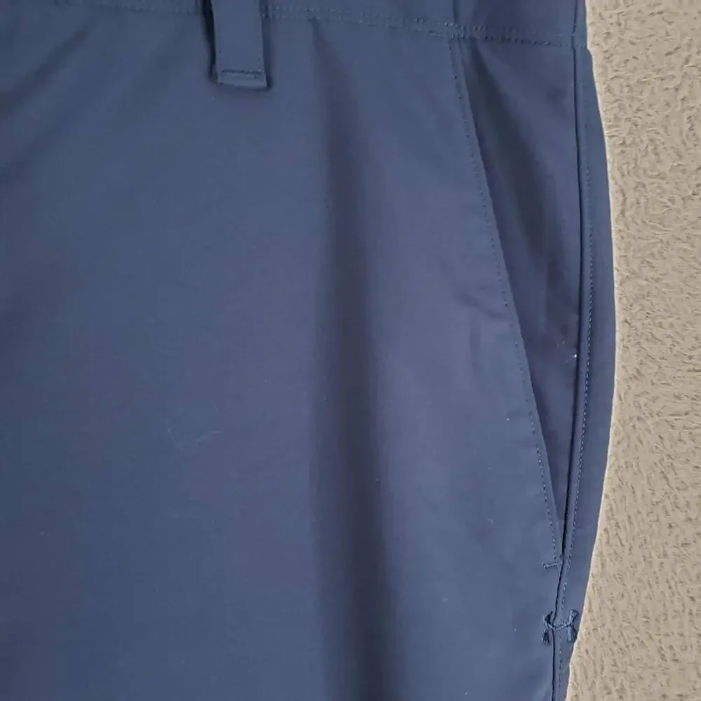 Under Armour Shorts UA Mens Size 40 Chino Loose Navy Blue Heat Gear Flat Front